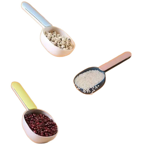 Household Multi-Function Plastic Long-Handle Rice Scoop, Flour and Milk Powder Scoop, Rice Powder Spoon, Pet Feeding Spoon with Clip
