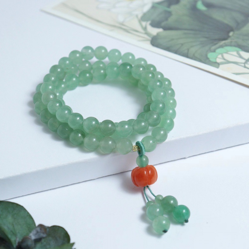 Dongling pulsera de jade de piedra esmeralda pulsera de jade multi-círculo un solo anillo pulsera de calabaza transmisión en vivo fuente de bienestar
