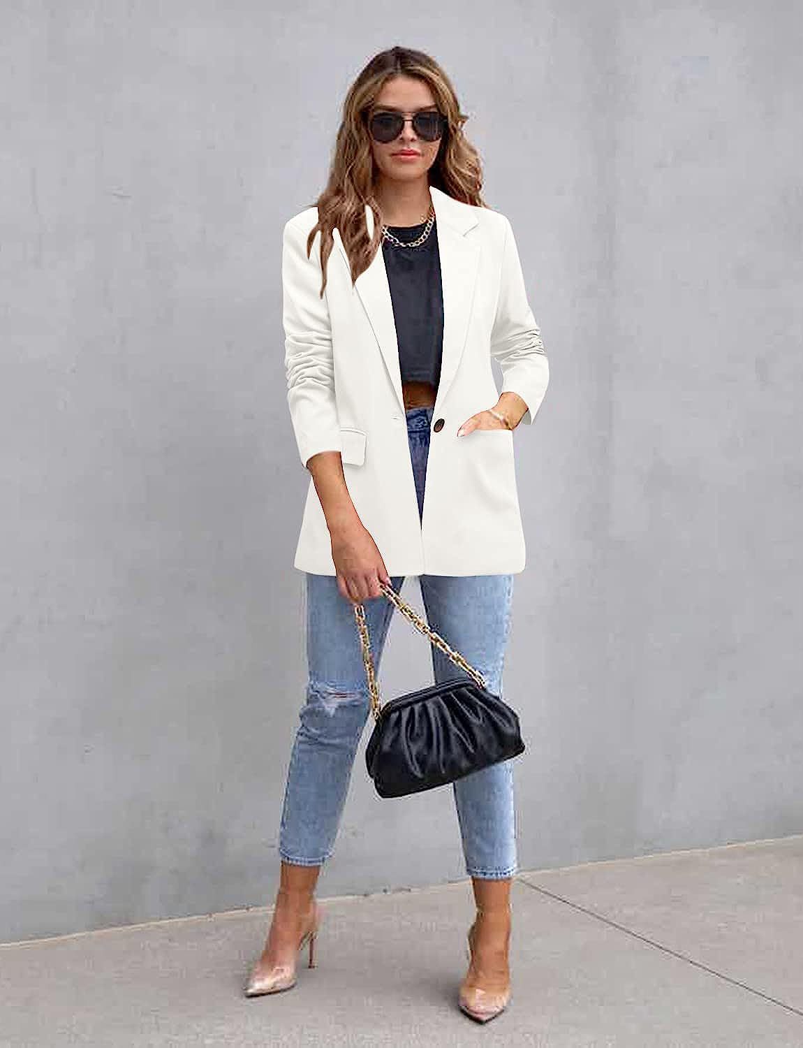 420g Weight Blazer Outerwear Type Long Sleeve Sleeve Length Single Breasted Placket Type Polyester Fabric Type Blazer Tops Type 1 Piece Quantity Business, Cocktail Party Occasion Turndown Neckline Slim Fit Type Solid Color Pattern Spring, Autumn Season Women's Gender Pocket Design Elegant, Formal Style Women's Blazer Long Sleeve Blazers Pocket Elegant Formal Solid Color 8