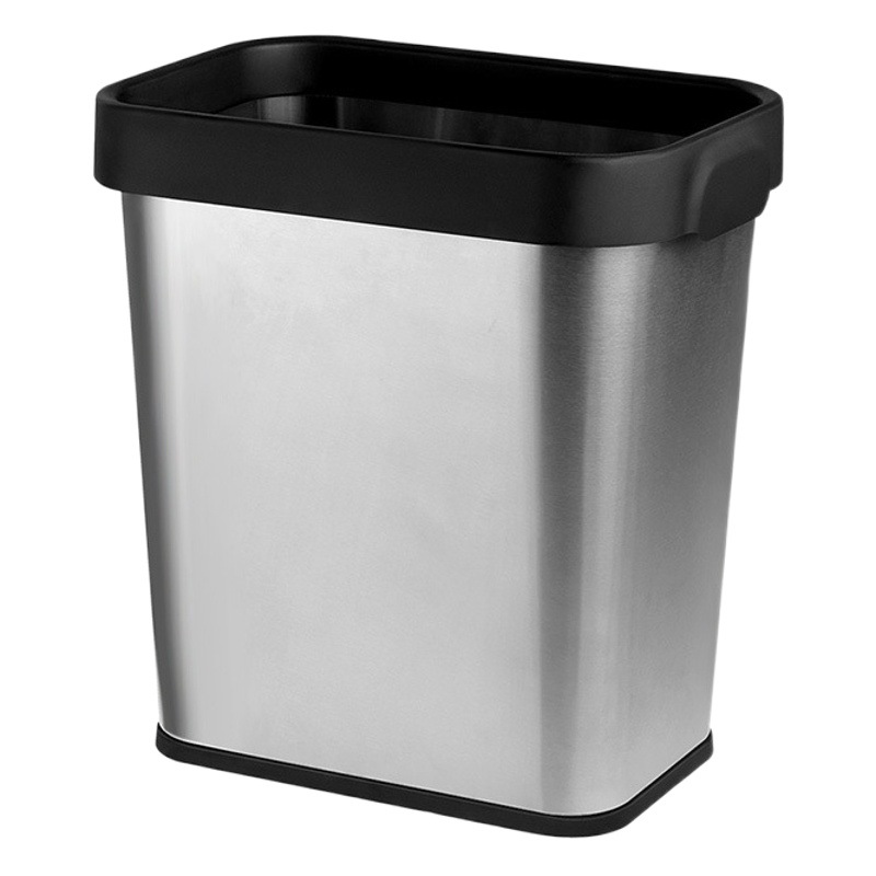 Anillo de presión rectangular de acero inoxidable bote de basura hogar al por mayor Baño Cocina Hotel descubierto bote de basura Oficina