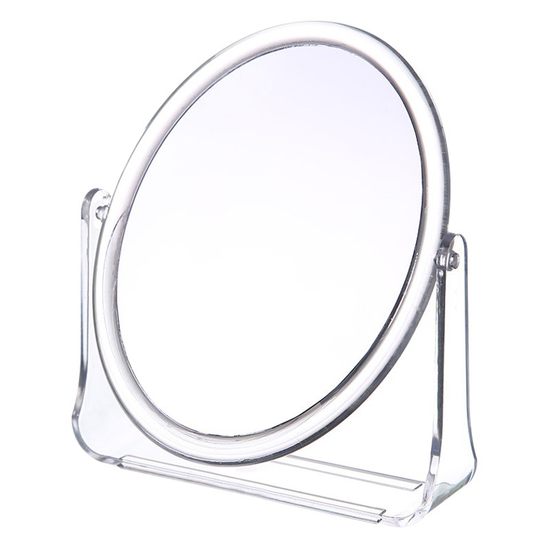 Espejo de maquillaje de doble cara transparente espejo de maquillaje de escritorio giratorio estudiante lindo cuadrado espejo de escritorio Oval