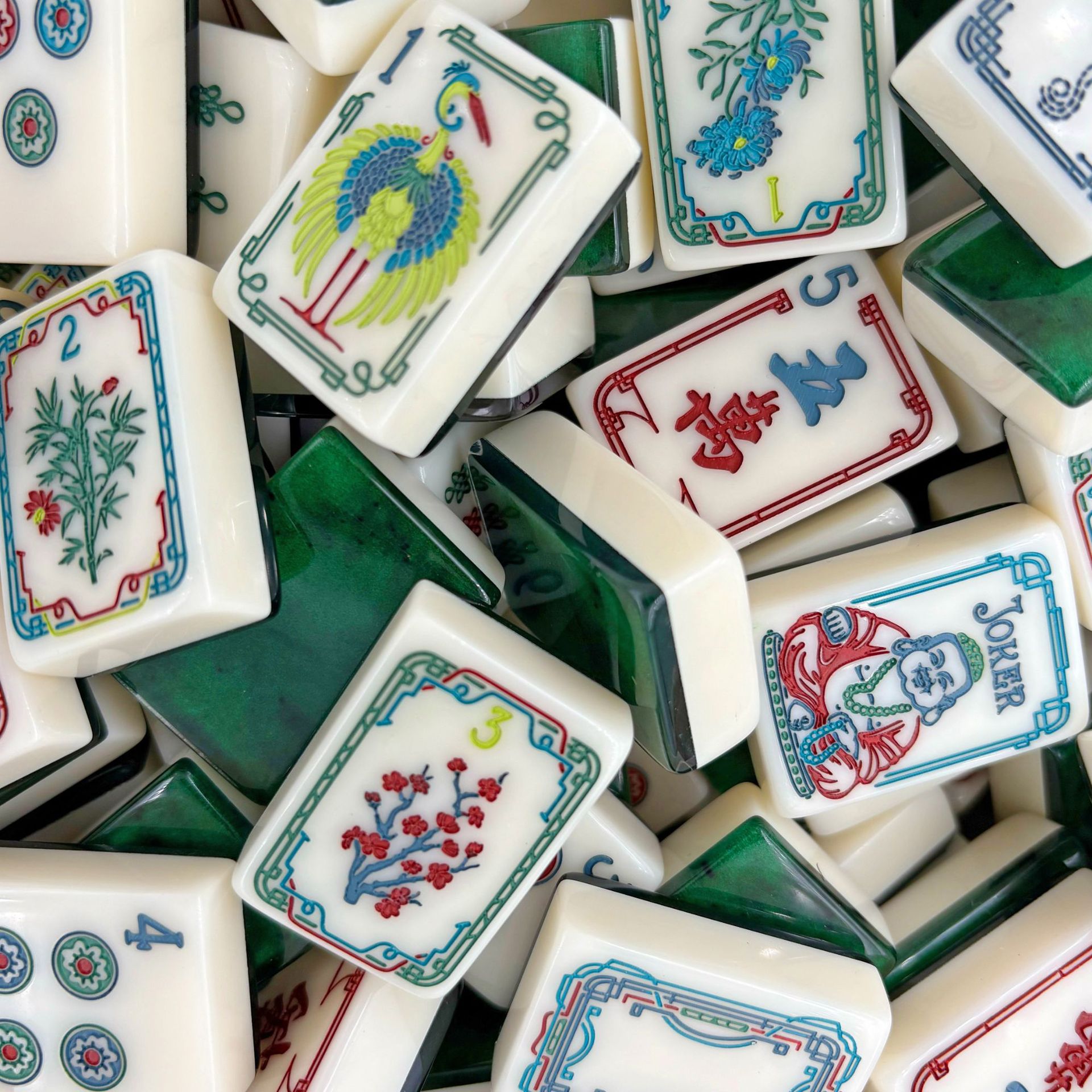 American Winslow 1920 Acrylic Mahjong Set with 160 Tiles, Home-Use Gift Set, Hand-Crafted Crystal Tiles