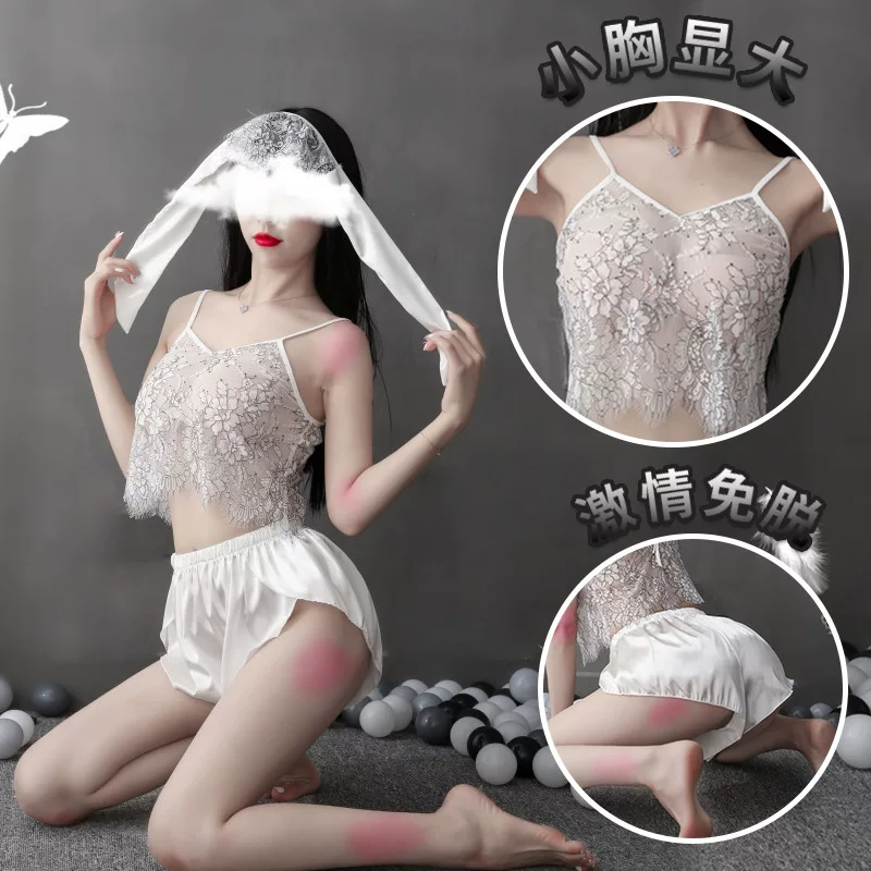 Lace underwear, split pijama, set, internet celebrity, lifting effect, backless