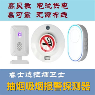 Hotel Club Wireless Battery Powered Intelligent High Sensitive Smoking Smoking Smoke Alarm Detector Tobacco Control Guard