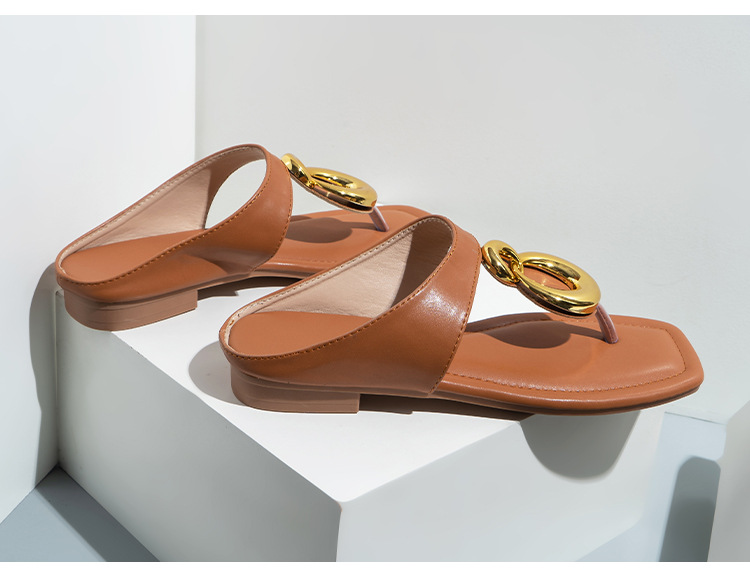 Women Flip Flops New Casual Flat Slippers Female Slides Versatile Square Head Hollow Ladies Sandals_voghion.com