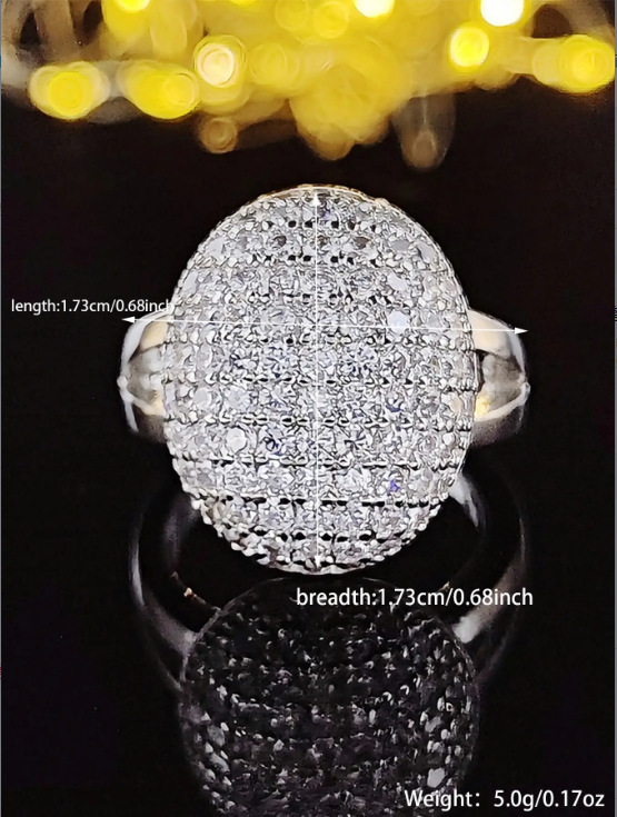 8g Weight Zircon Inlay Material Rings Classification 10, 5, 9 Ring Size Wholesale Jewelry IG Style Shiny Oval Copper Zircon Inlay Rings