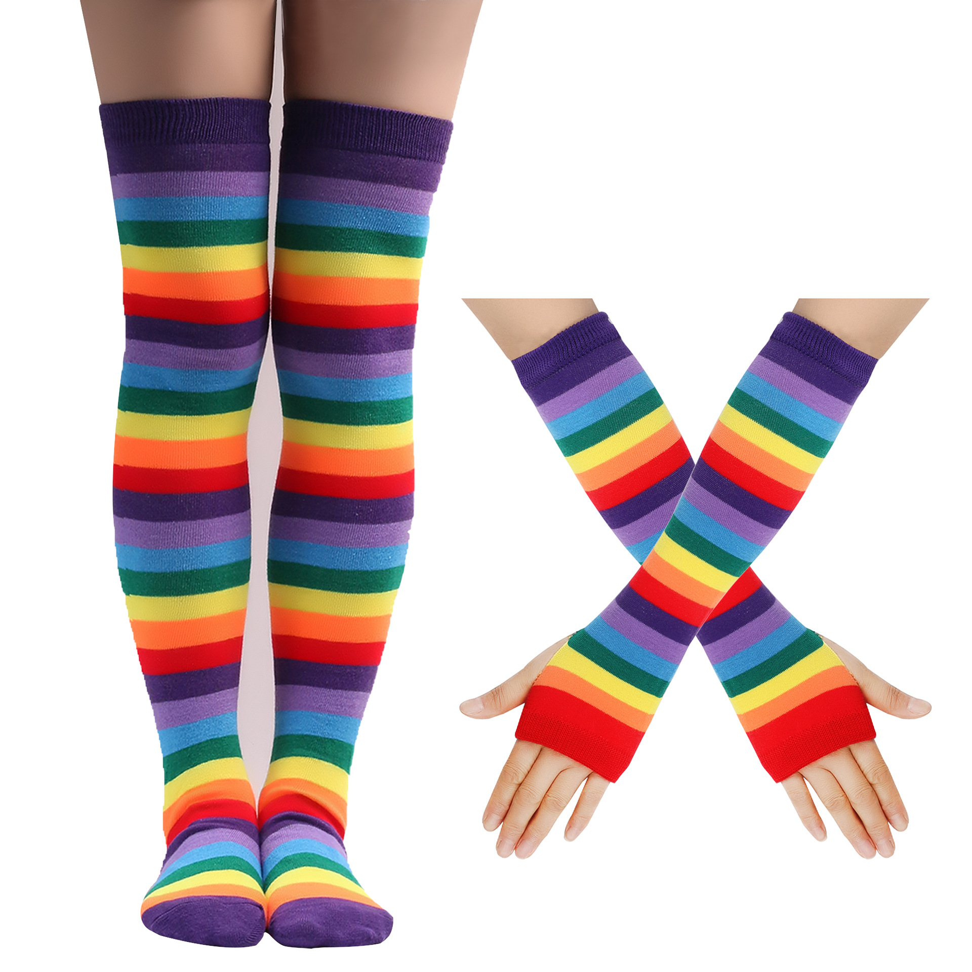 Unisex Casual Rainbow Polyester Cotton Over The Knee Socks 1 Set display picture 4