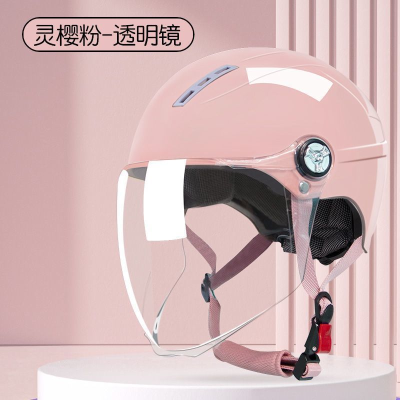 Half Helmet Motorcycle: Universal Motosiklet kaskı (dəbilqə) - 3c-certified-x9-spirit-pink-transparent-long-visor