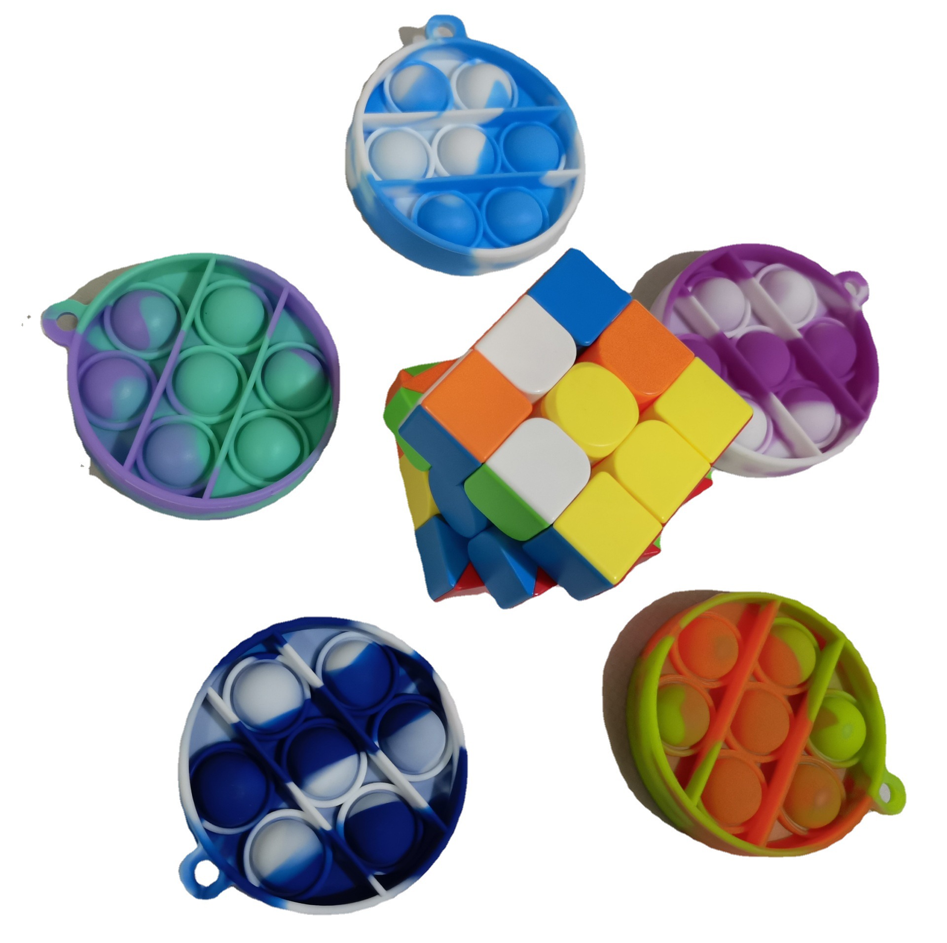 Hot sale mini burbujas de silicona reducción de presión juguetes roditorización pionero colgantes de llaver Mini pop it toys