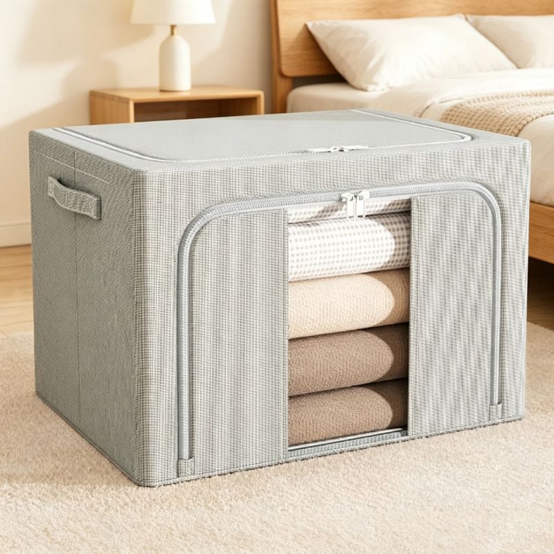 Oxford Cloth Storage Box, Foldable Household Wardrobe Organizer with Stand, Stackable, Extra-Large Bag for Moving