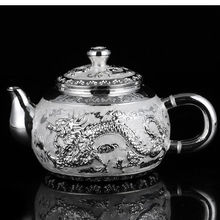 3EW1龙凤S999纯银大容量功夫茶具整套家用足银中式套装泡茶壶茶杯