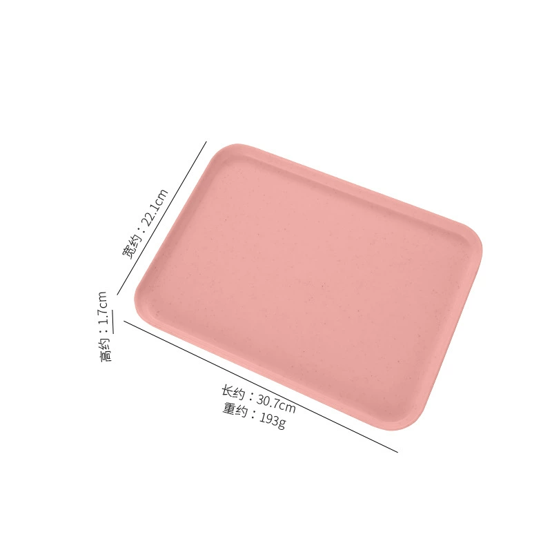 Cross-border Wheat Straw Plastic Rectangular Trays – Multicolor Meal & Dessert Plates, 3 Sizes