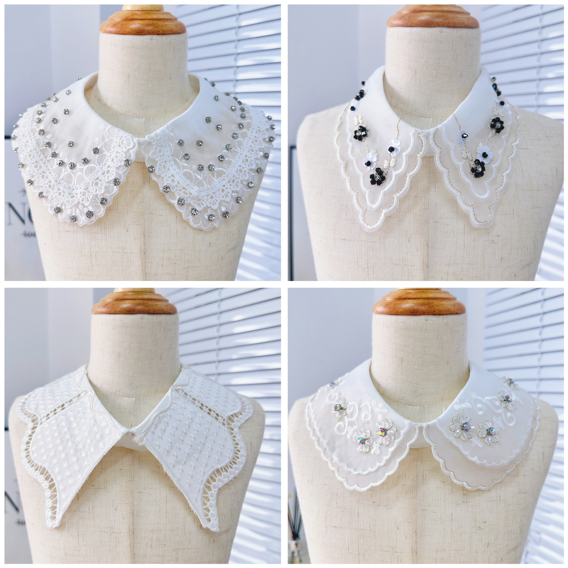 Nueva perla de encaje estilo Chanel collar de flores de lentejuelas de encaje falso collar de la camisa del todo-fósforo de las mujeres multi-funcional hebilla collar decorativo image 2