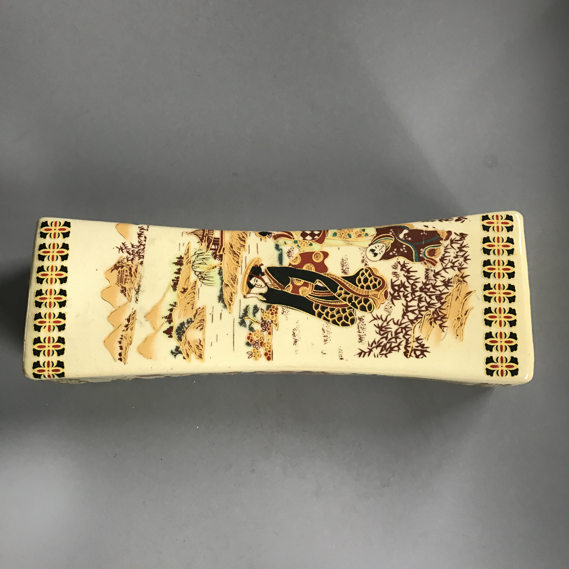 仿古瓷器工艺品唐三彩大号瓷枕手枕睡枕头脉枕 古玩收藏道具