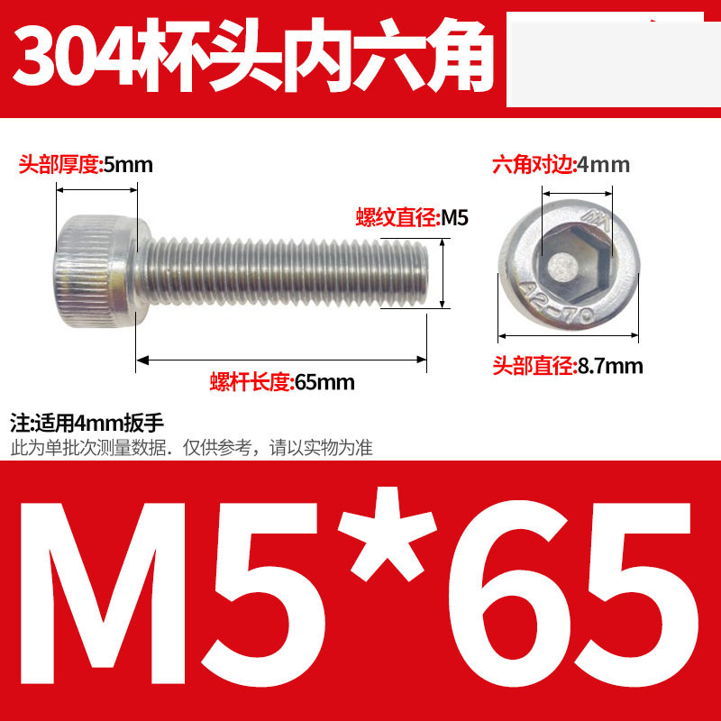 304ステンレス鋼六角穴付きネジカップヘッドDIN912円筒頭精密M1.4M1.6M2M2.5M3M4M5