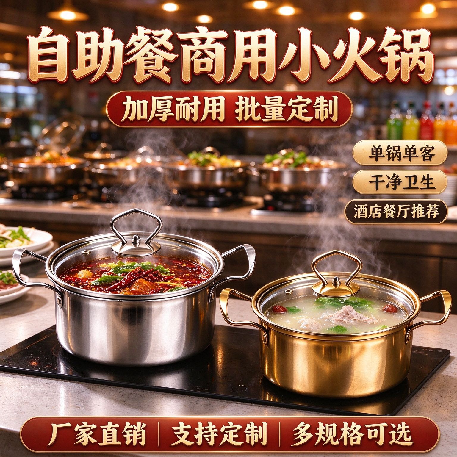 特厚不锈钢双耳小汤锅家用餐厅小煮锅电磁炉通用火锅涮煮一锅代发 日用餐厨饮具厂家批发实拍图