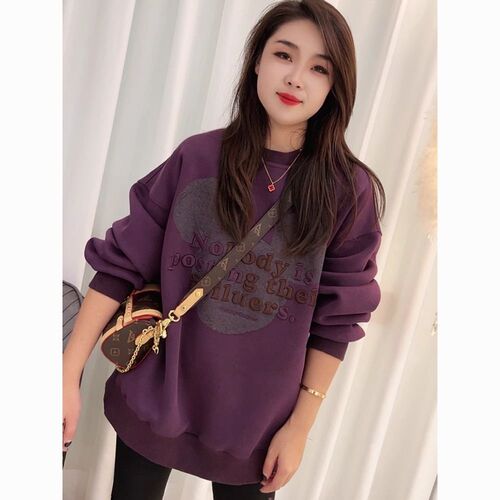 Women's New Plus Size Loose and Slouchy Long Sleeve Hooded Sweatshirt with Fleece Lining