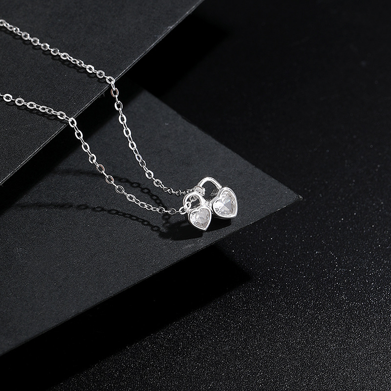 925 sterling silver Chain Material 925 Sterling Silver Cable Chain Box Chain Heart Shape Pendant Necklace