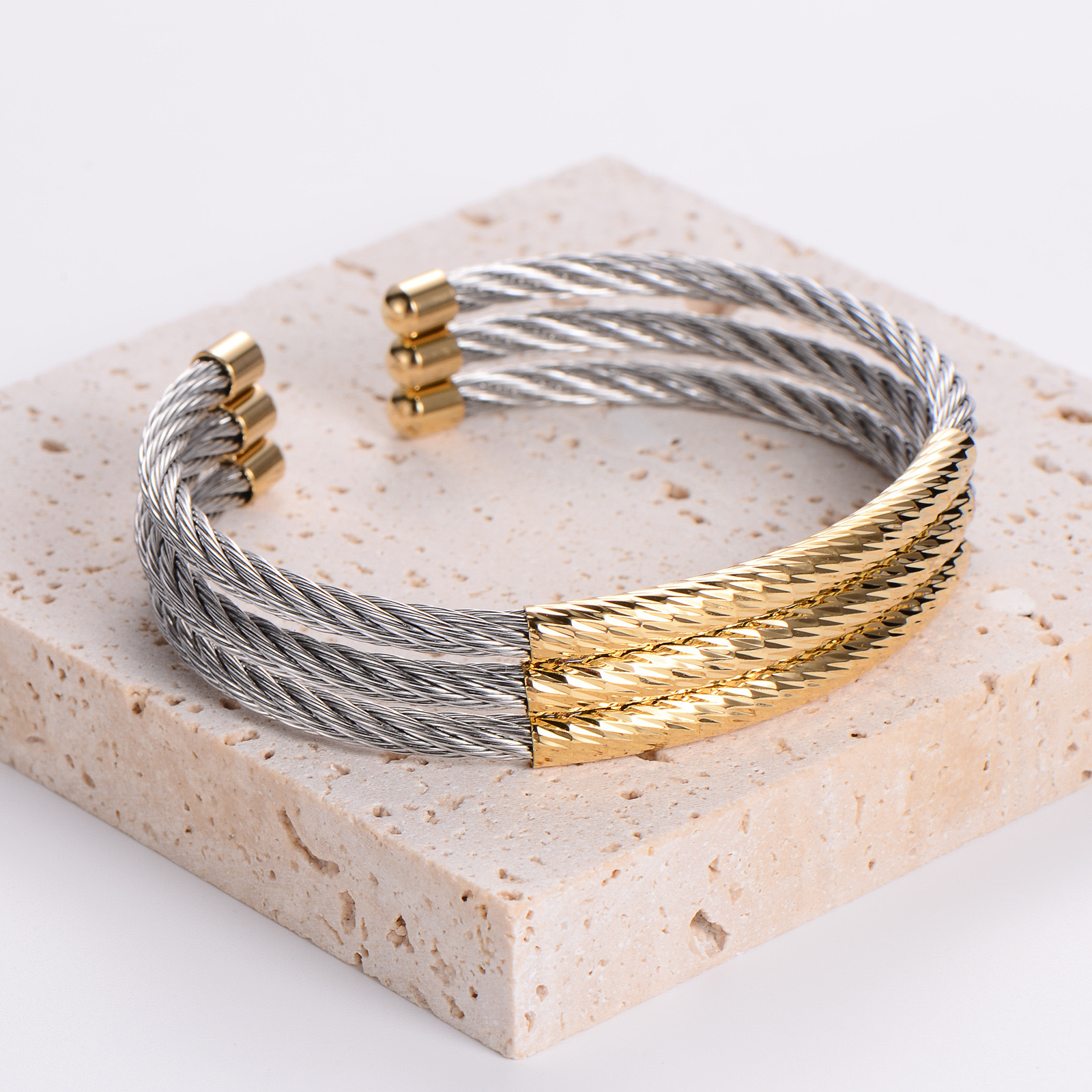 40g Weight Bangle Classification Titanium Steel Chain Material Hip-Hop Retro Color Block Titanium Steel Bangle In Bulk