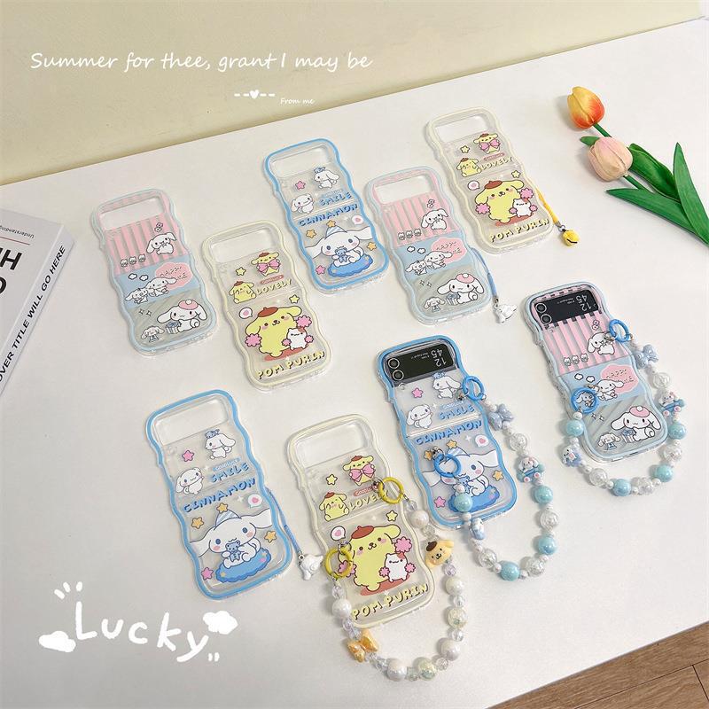 Cartoon Sanrio Samsung Z Phone Case FLIP 5 Folding Screen filp 3 Protective Case 4 Hanging Chain for Galaxy