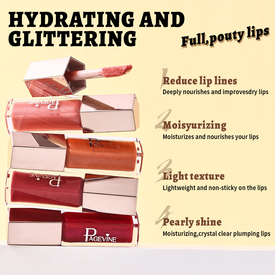 Cross-border PAGE VINE nuevo esmalte de labios de flujo, esmalte de labios de color acuoso, lápiz labial caliente, lápiz labial de miel
