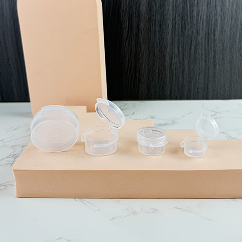 厂家直销1g/3g/5g/10g试用装PP翻盖小样透明塑料分装外卖打包罐