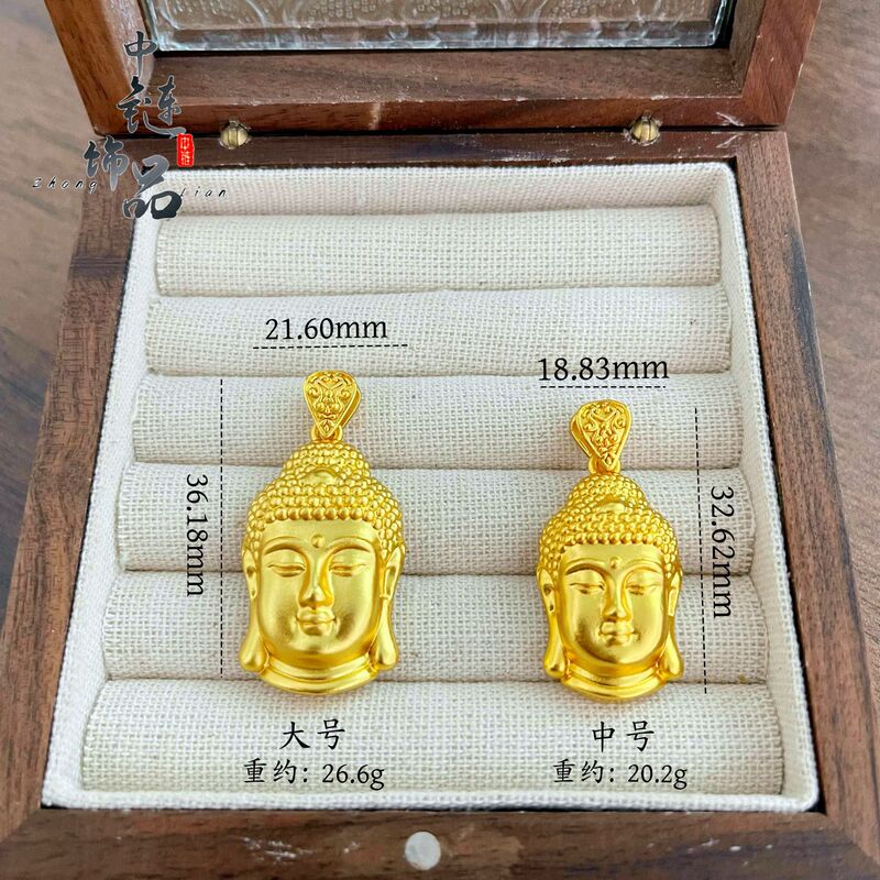 金店と同じスタイルの高色保持古代砂金永遠の平和仏頭ペンダント銅金メッキ蓮ロープ仏頭ペンダント|undefined