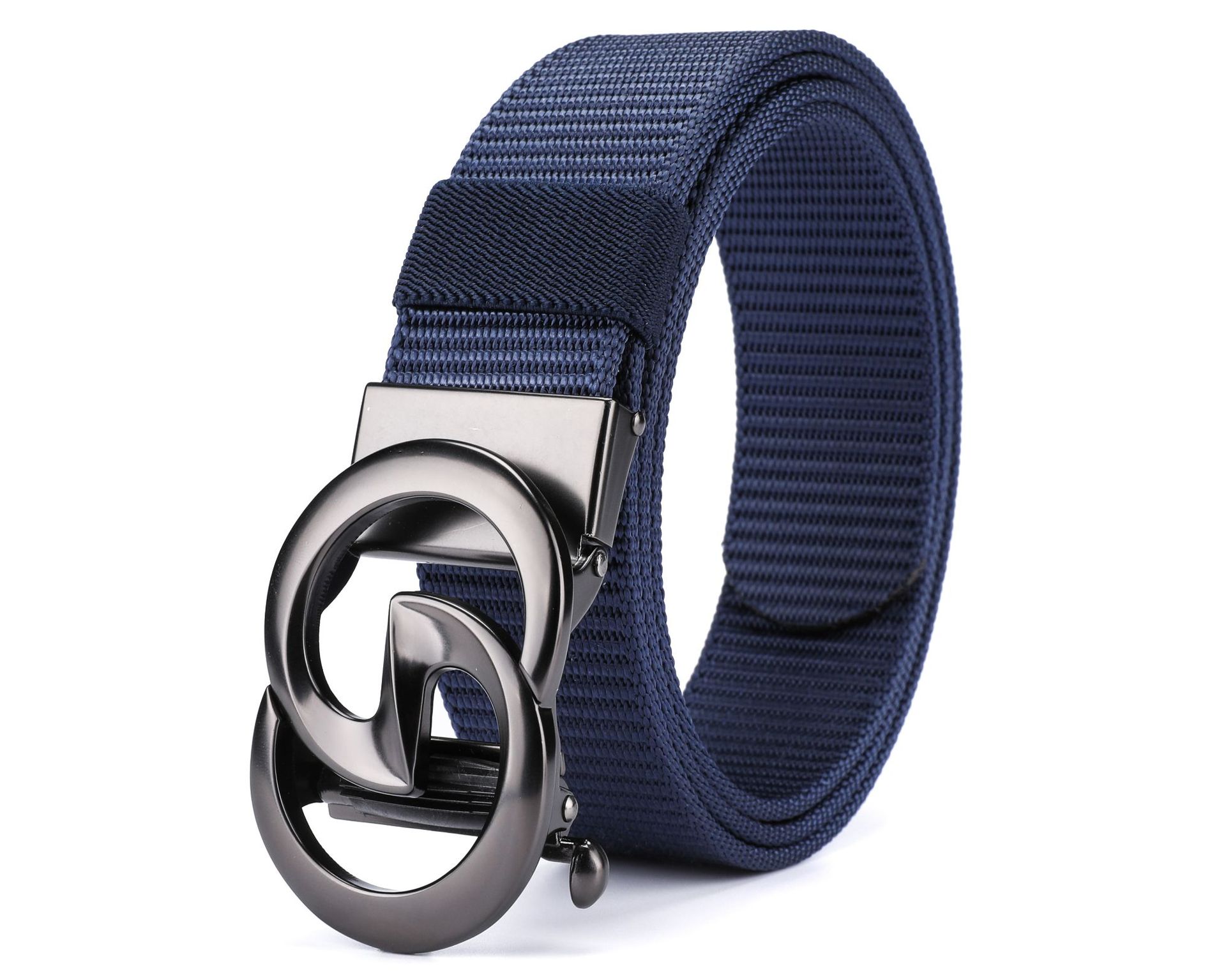 New Men's Automatic Buckle Canvas Belt Without Holes Thickened Nylon Waist Belt Simple Casual and Versatile for Business The Belt Can Be Cut Short_voghion.com