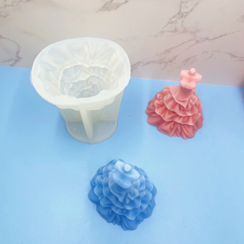 Una variedad de moldes de falda de novia tridimensional 3D, vestido de novia de bricolaje, falda larga, vela de aromaterapia, molde de silicona de yeso epoxi