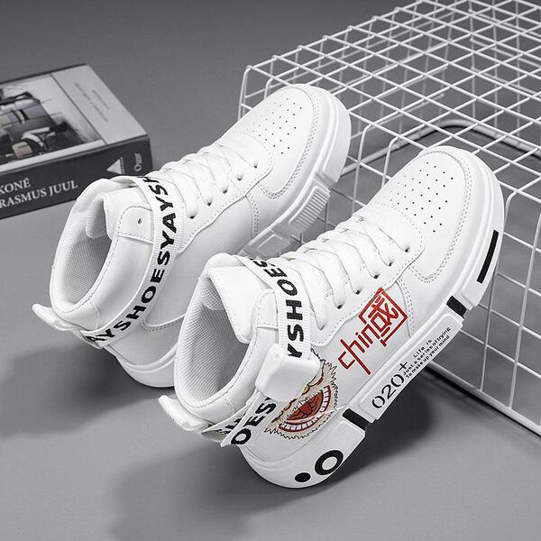 Demi-season casual white sneakers platform