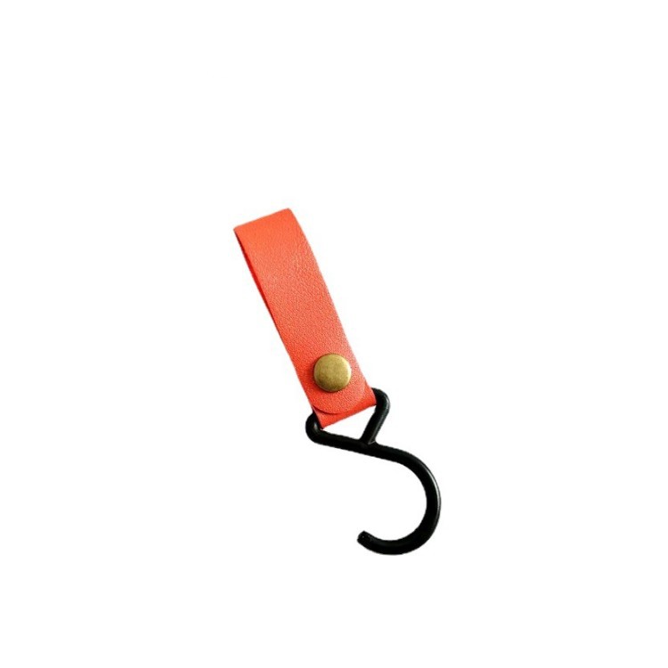 En stock al aire libre camping gancho en forma de gancho de cuero de la PU cuerda de viento llavero S gancho tienda PU tendedero gancho