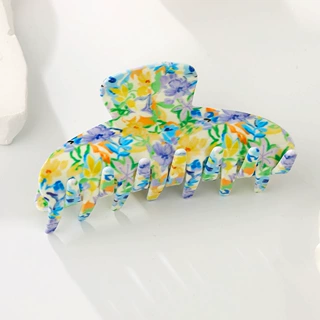 韩系油画风彩色花朵高级感抓夹鲨鱼夹百搭发饰
