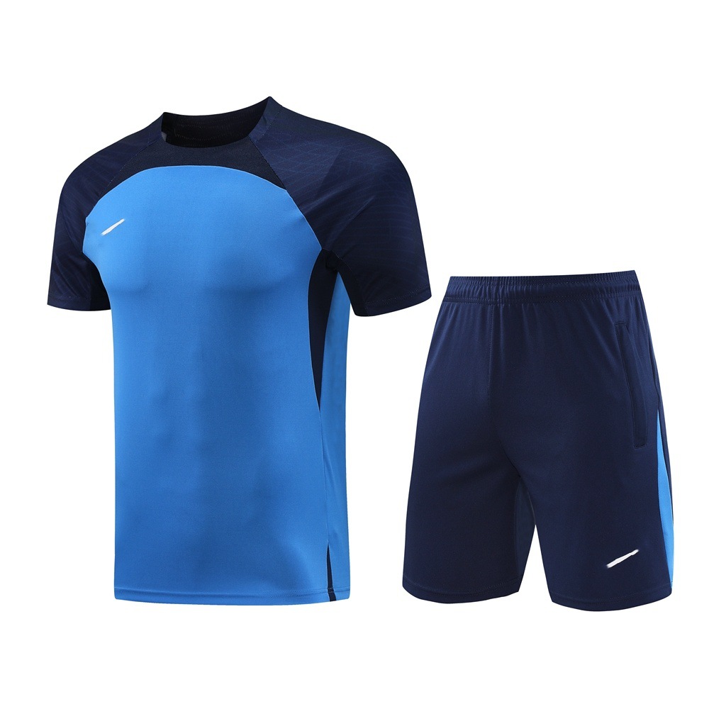 Camiseta de fútbol, cuello redondo, traje deportivo de manga corta, pantalones cortos de fitness de verano, traje de baloncesto de dos piezas