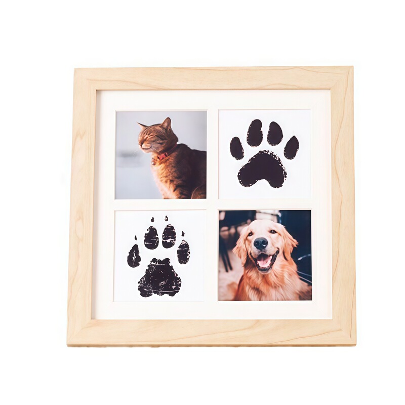 Cross-Border Pet Commemorative Photo Frame Table Dog and Cat Footprints Paw Print Gift DIY No-Wash Ink Pad Handprint Picture Frame