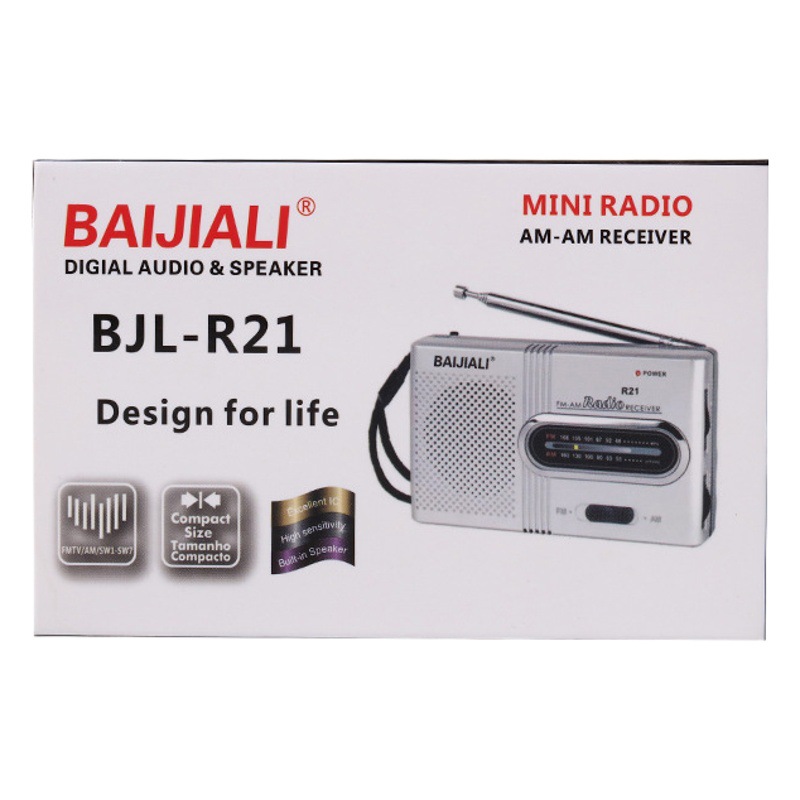 Simple retro plata Radio banda completa altavoz incorporado volumen audio compacto al aire libre portátil cuerda