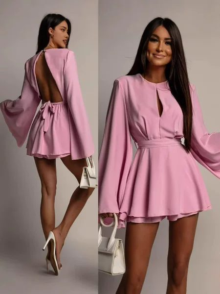 2025 Europe and the United States cross-border women's clothing Amazon Europe and the United States new fashion temperament backless skirt waist slimming dress