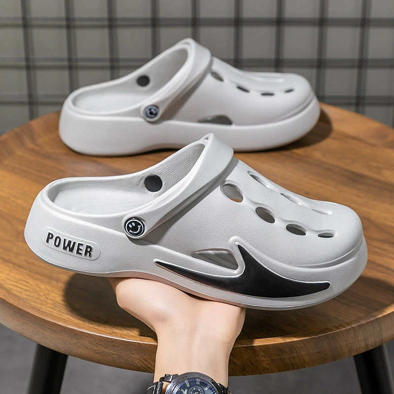 Плоские тапочки Crocs мужские для лета, обувь с толстой подошвой, ощущение дерьма Баотоу кокосовые спортивные обувь для улицы пляжной