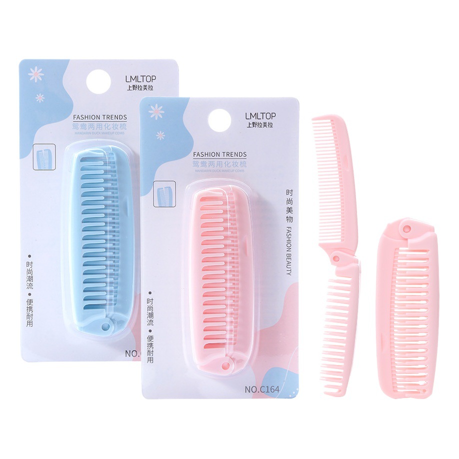 Peine para el cabello LMLTOP portátil, plegable, de doble propósito, peine de plástico, peine alisador, peine rizador, herramienta de peinado C164