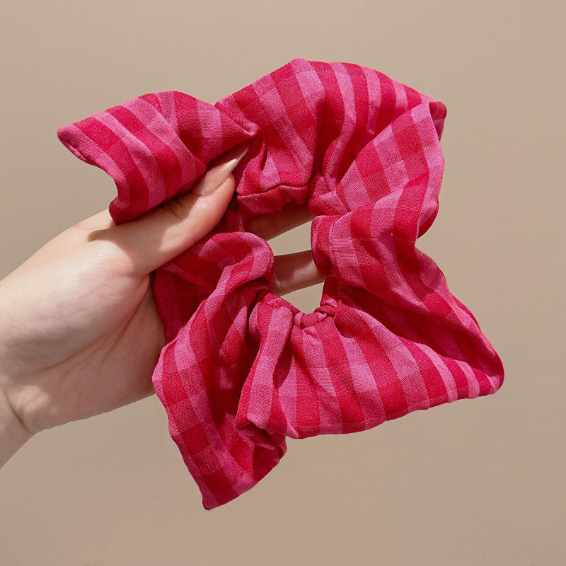 Lazo para el cabello de intestino grueso rayado coreano para mujer, sensación de alto nivel, cuerda para el cabello de cola de caballo, banda de goma para la cabeza para niñas, cuerda para la cabeza de gran tamaño, accesorios para el cabello de flores para la cabeza