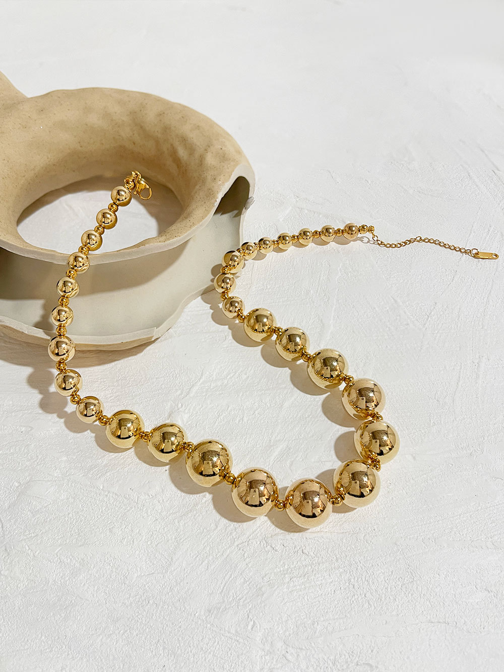 304 Stainless Steel Chain Material Handmade String Beads Chain Chain Type PVD Coated Real Gold Plated 18K Gold Ball 304 Stainless Steel CCB Exaggerated Waterproof Non Tarnish 304 Stainless Steel Necklace