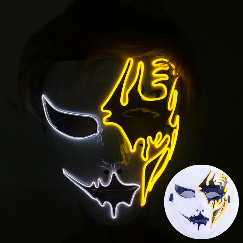 Máscara LED Luminosa de Halloween de Plástico Pintada a Mano para Fiesta