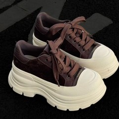 2025新款头层牛皮系带厚底松糕休闲时尚单鞋轻便洋气舒适百搭复古