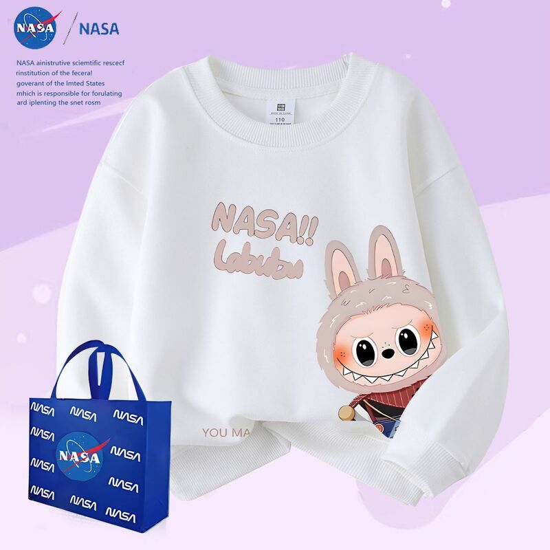 NASA洋气卡通休闲圆领卫衣上衣拉布布秋冬款男童儿童落肩加绒长袖|undefined