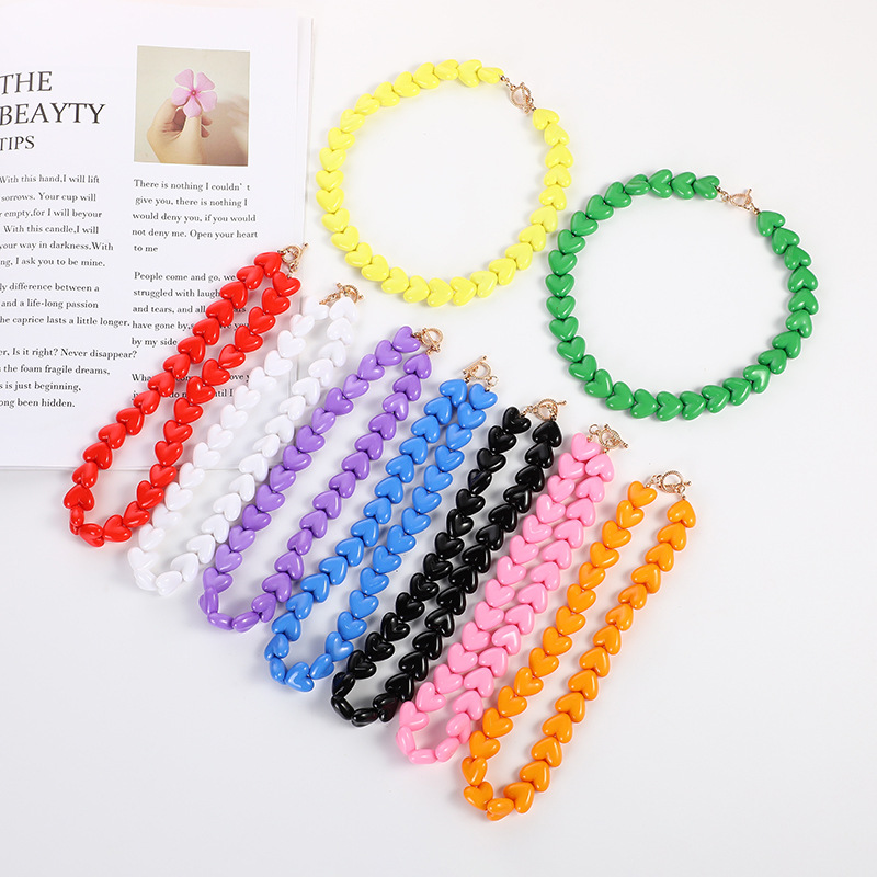 Fashion Heart Shape Beaded Arylic Womenu0027S Necklace 1 Piece