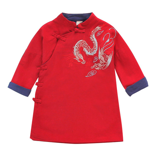 Children's Hanfu  Autumn Chinese Style Tangzhuang Kindergarten Performance Costume Baby Cotton Linen Jacket One Piece Drop Shipping