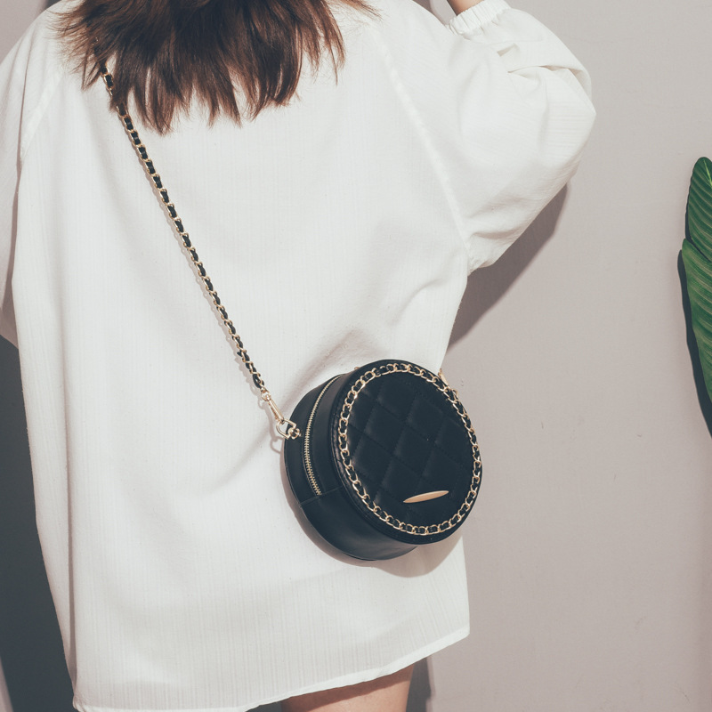 Summer Small Bag Women's 2021 New Arrival Fashionable Diamond Plaid Chain Crossbody Bag All-Match Stylish ins Shoulder Small Round Bag Summer Small Bag Women's 2021 New Arrival Fashionable Diamond Plaid Chain Crossbody Bag All-Match Stylish ins Shoulder Small Round Bag