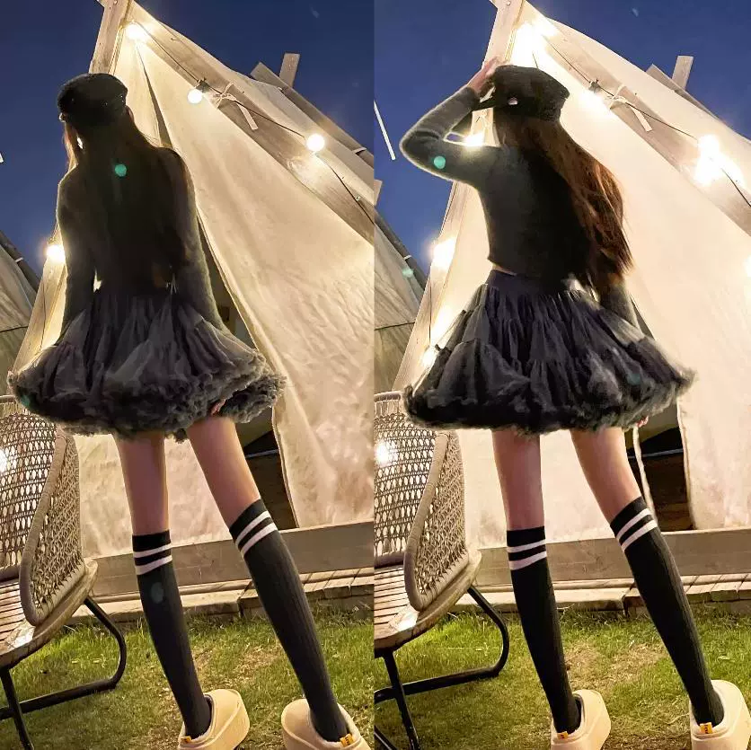 成人二代tutu裙半身裙加蓬摄影舞台表演裙女宽腰凸凸蓬蓬裙大裙摆