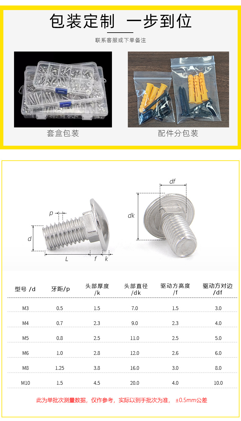 不锈钢马车螺丝