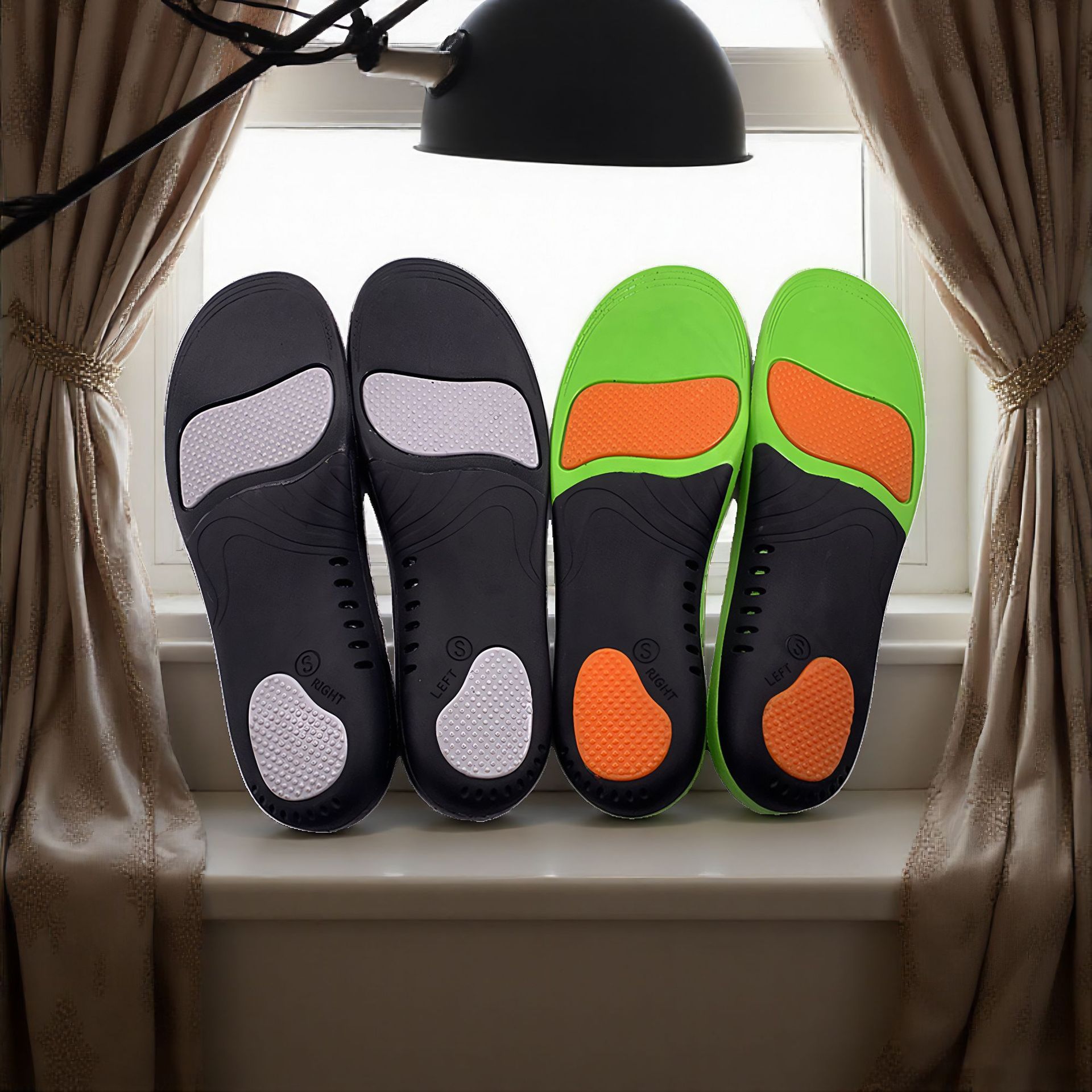 Almohadillas para el arco del pie engrosadas, plantillas deportivas de PU, que no absorben olores, que absorben el sudor, que absorben los impactos, transpirables, soporte para el arco del pie de alta elasticidad para la corrección de pies planos.