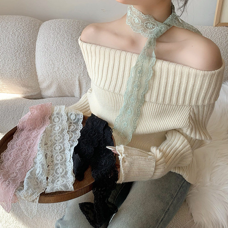 Buñuelo de seda largo de alta calidad coreano bordado de encaje sólido buñuelo de seda delgado de banda larga correa de pelo buñuelo decorativo